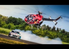 Aerobatic Helicopter Chases Drifting Race Car.